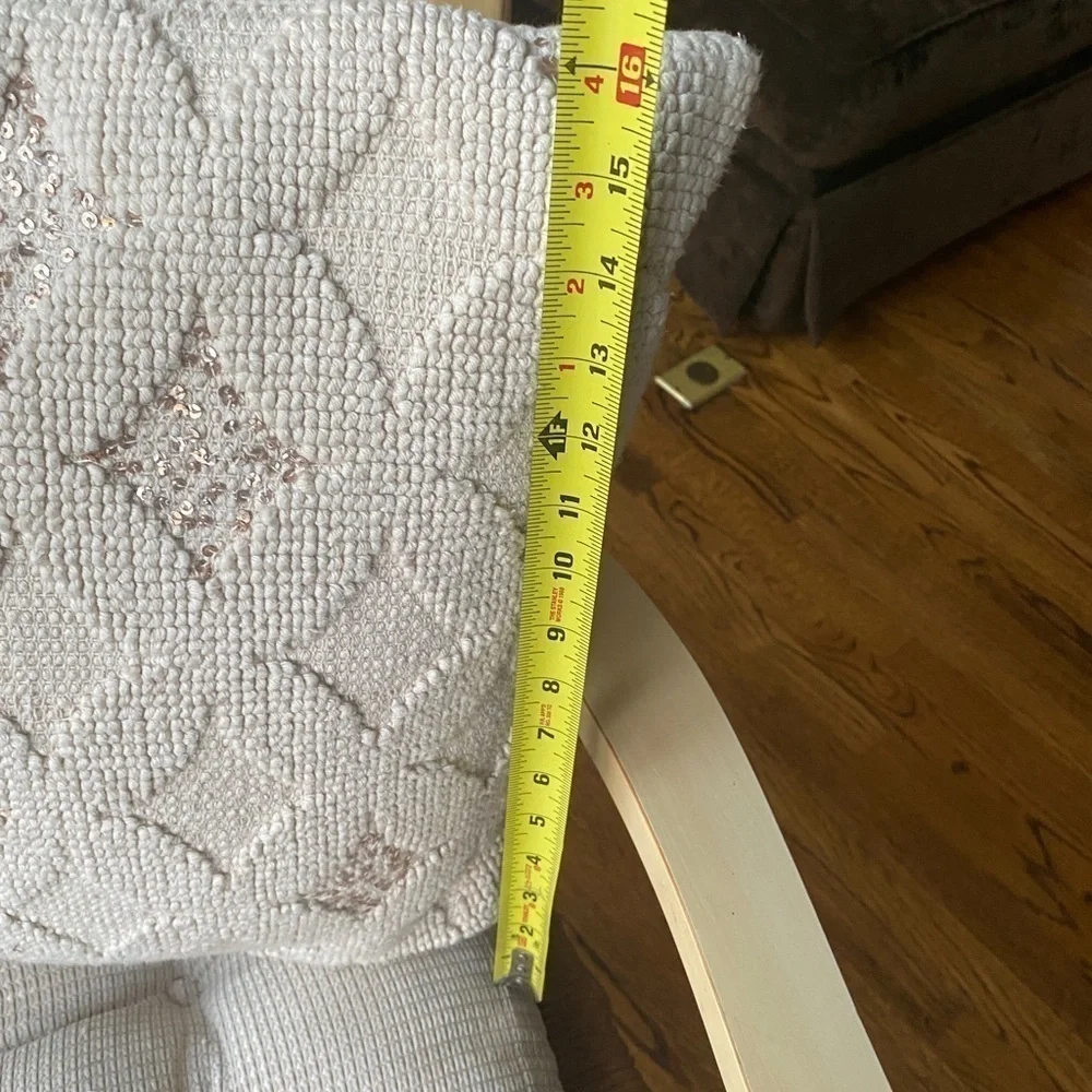 Pier 1 Festive Cream Color Diamond Design with gold color sequins